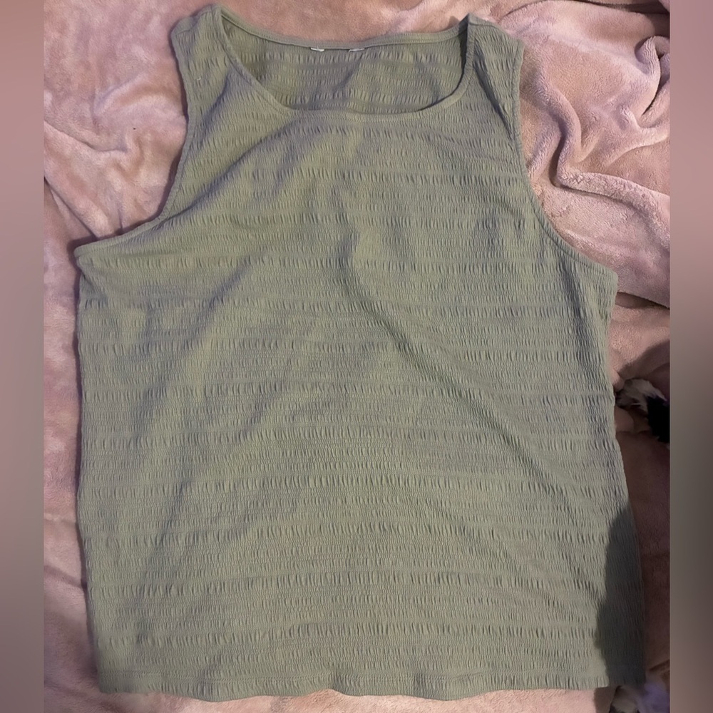 💰5/$10 Sleeveless Textured Tank Top - Sage Green